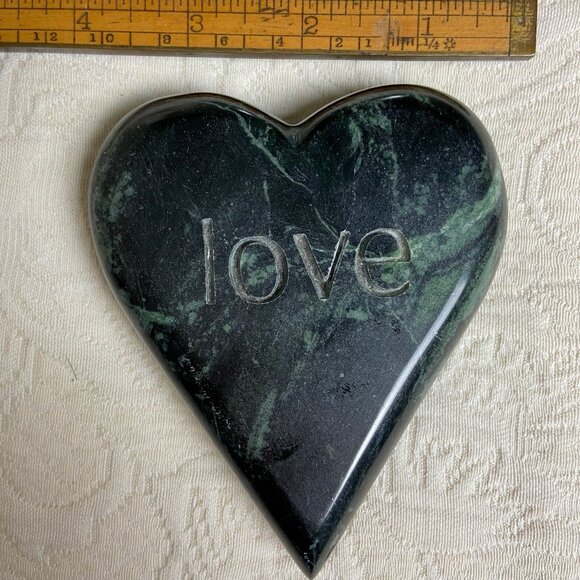 Vintage Alabaster Carved Heart "Love" - Picture 6 of 6